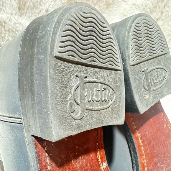 Justin Roper Cowboy Boots 3025 Gray Men 6.5C Made in USA VTG Y2K 87' Stock